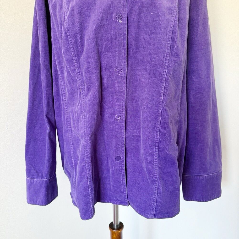 Women's Vtg Y2K Purple Cord Corduroy Shacket Shirt Jacket 3X Cotton Stretch - Picture 6 of 16